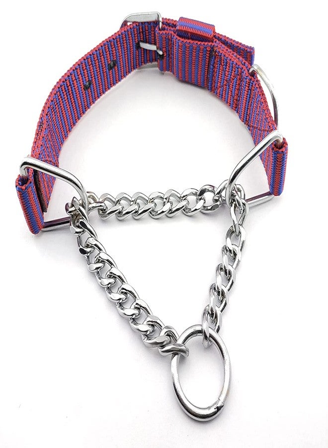 Pups&Pets طوق كلاب من Pups&Pets، متين وثقيل الوزن وقابل للتعديل، مصنوع من النايلون، نصف سلسلة ونصف طوق من الفولاذ المقاوم للصدأ، مقاس 1.55 بوصة، مقاس كبير جدًا (متعدد الألوان) للكلاب العملاقة والكبيرة. - Image 3